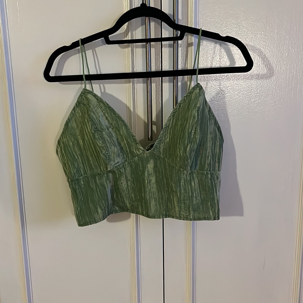Cider green corset zip crop top